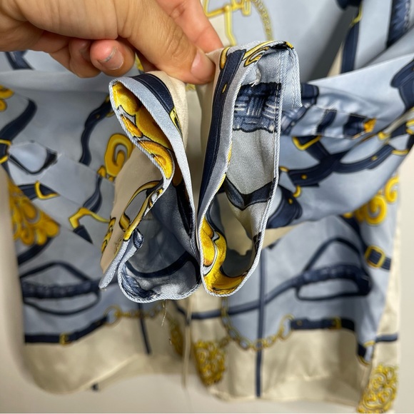 ZARA Chain Printed Blouse Size M Elegant Vintage Scarf Feminine Worn on TV - Picture 10 of 16